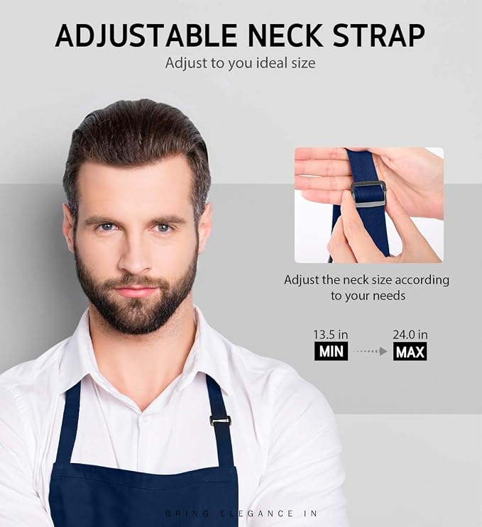 Syntus Apron for Men Women, Adjustable Cooking Kitchen Chef Aprons - Image 5