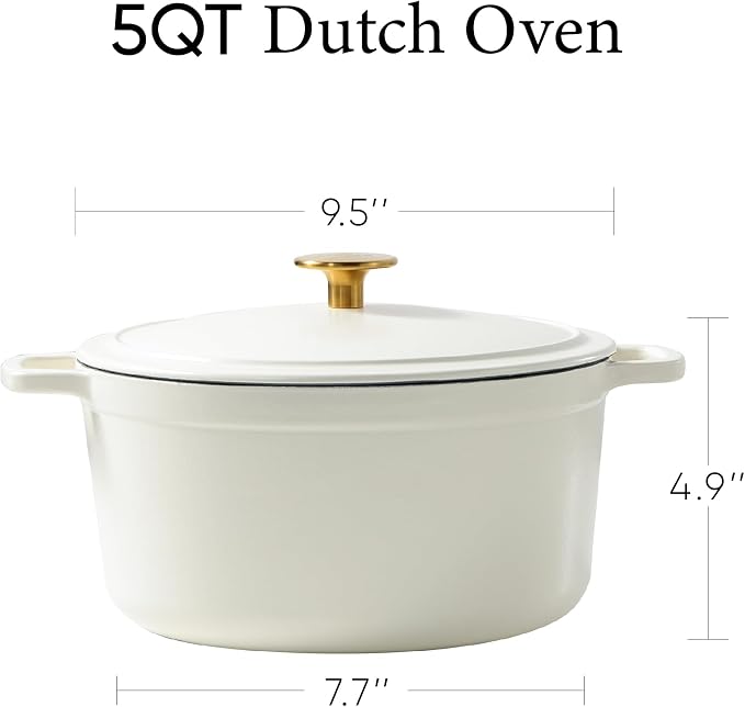 CAROTE 5QT Enameled Cast Iron Dutch Oven Pot - Image 2