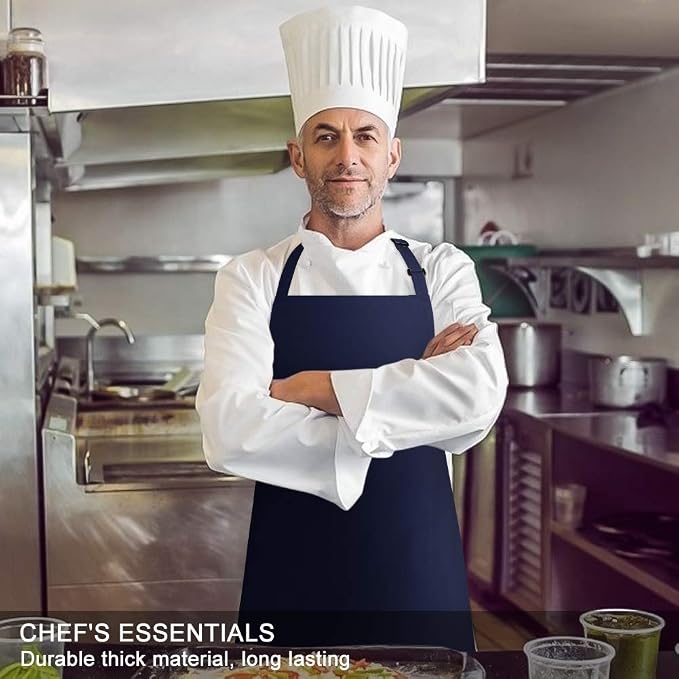Jubatus 2 Pack Bib Aprons with 2 Pockets Cooking Chef Kitchen Apron - Image 4