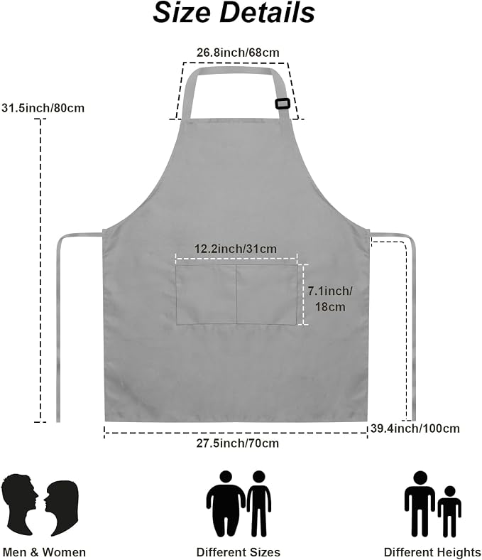 15 Pcs Adult Aprons Bulk with Pockets Adjustable Bib Chef Apron - Image 5