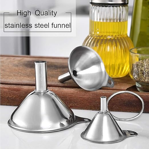Metal Stainless Steel Funnel, Large Medium Small Funnel Set of 3, Food Grade - Image 3