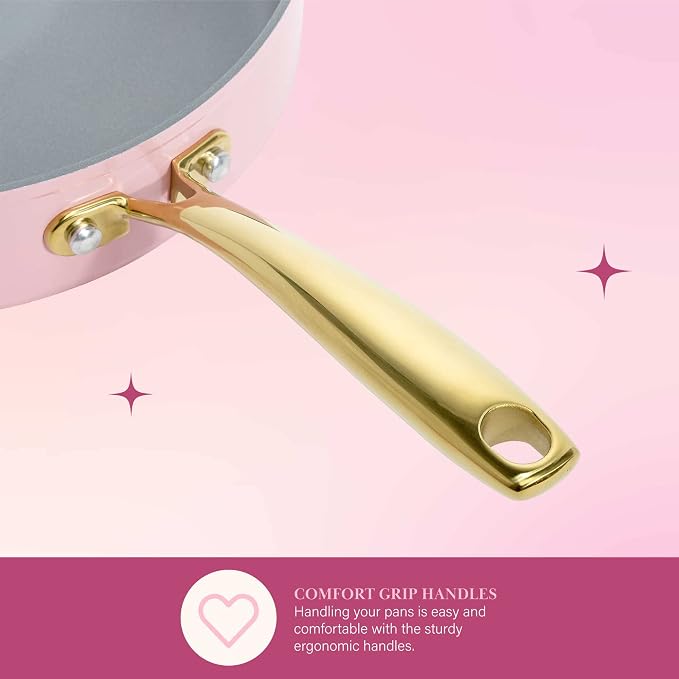 Paris Hilton Iconic Nonstick Pots and Pans Set, Matching Lids - Image 9