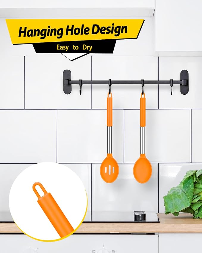 Pack of 2 Large Silicone Cooking Spoons, Non Stick Solid Basting Spoon - Image 6