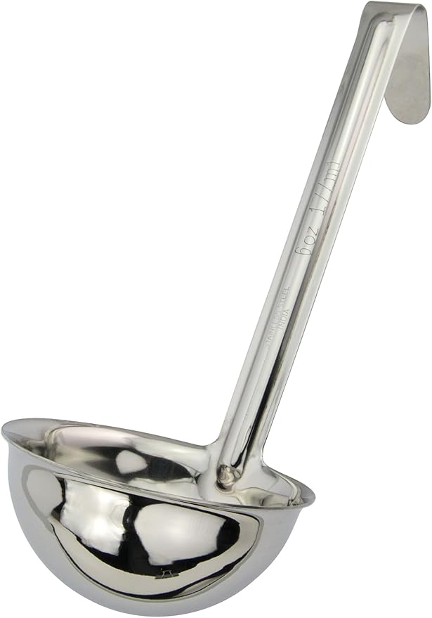 Winco One Piece Stainless Steel Ladle, 6 Ounce by Winco