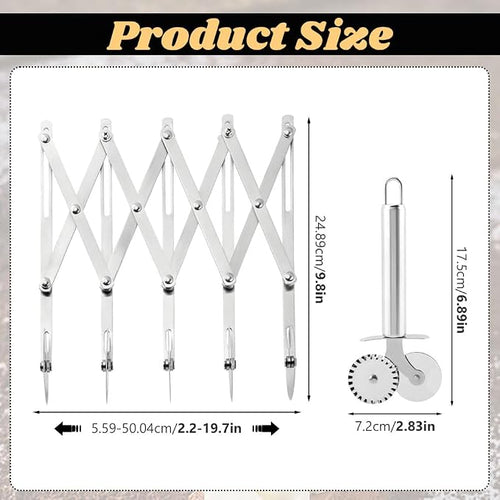 5 Wheel Pastry Cutter, Stainless Pizza Slicer, with1 Pc Double Wheel Cutter - Image 2