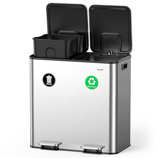 Lovewind 2×11.5 Gallon Dual Trash Can, Stainless Steel Dual Garbage and by LOVEWIND