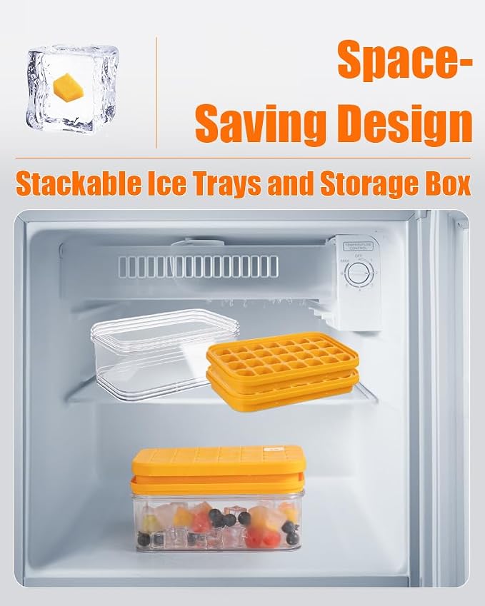 Brigii Ice Cube Tray with Lid&Bin, Ice Cube Mold with 56 Cubes, Stackable Ice - Image 4