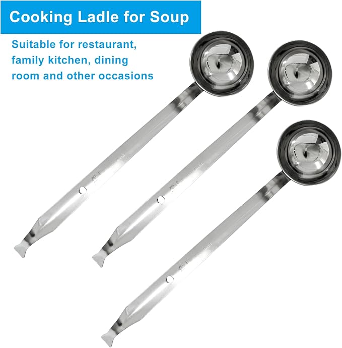Piutouyar 3 Pcs 3 oz Soup Ladle Set, Stainless Steel Ladle - Image 4