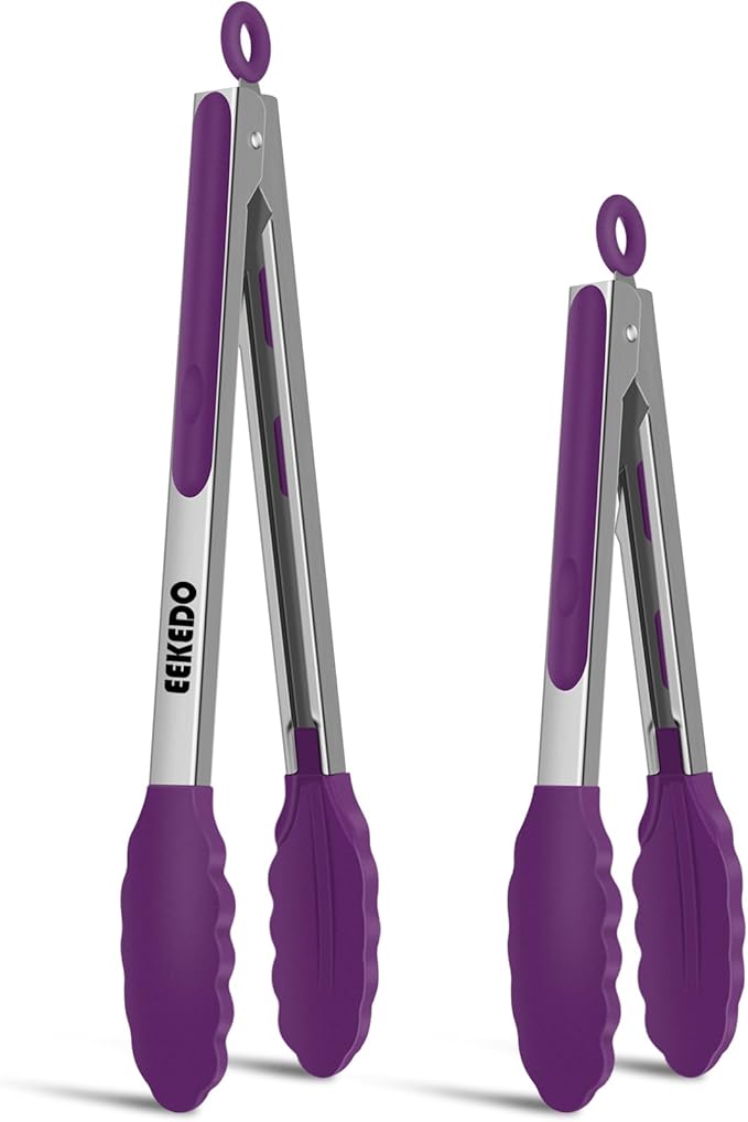 Tongs for Cooking, 600ºF High Heat-Resistant Stainless Steel Kitchen Tongs by EEKEDO