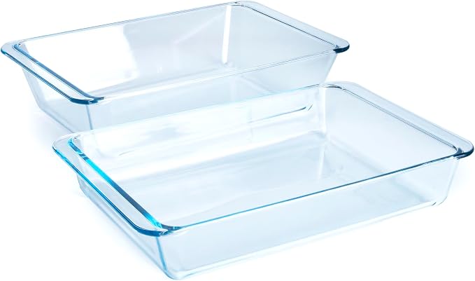 Set of 2 pcs Tempered Glass Baking Dish Set, Deep and Classic Borosilicate by HUSANMP
