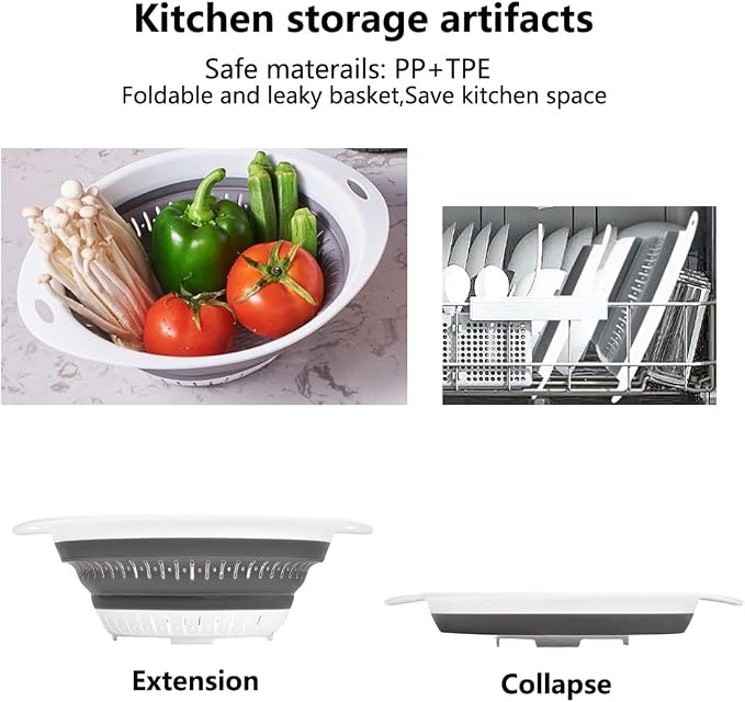 Collapsible Colander and Strainer, Silicone Strainer Colanders & Food Strainers - Image 3