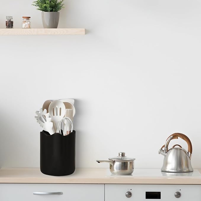 Large Utensil Holder for Kitchen Counter, Ceramic Kitchen Utensil Crock - Image 4