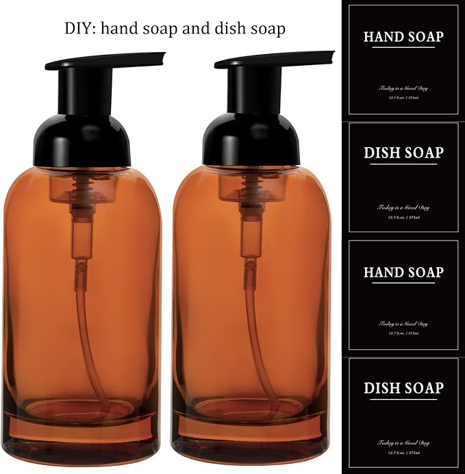rejomiik 2 Pack Foaming Soap Dispenser Thick Glass Foam Hand Soap Dispenser - Image 8