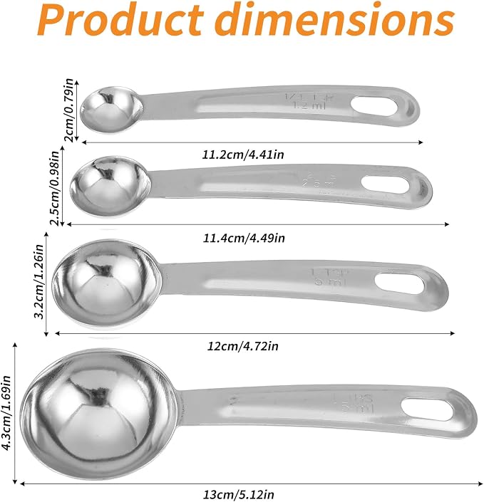4Pcs Stainless Steel Measuring Spoons Set, Metal Measuring Spoons Set, Table - Image 3