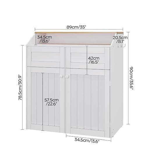 YATINEY Double Trash Cabinet, 20 Gallon Freestanding Trash Can Cabinet - Image 3