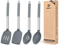 Pack of 4 Silicone Cooking Utensils Set, Non Stick Large Solid Spatulas by BUNDLEPRO