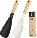 Cooking Spoon for Nonstick Cookwares, Wood Handle Spoon for Mixing, and Scrape by BADIANO