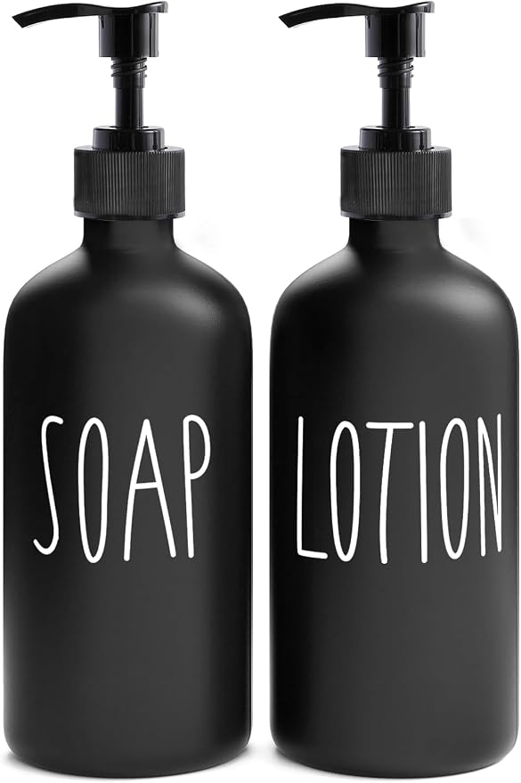 MOMEEMO Matte Black Soap Dispenser Bathroom Set, Contains Lotion and Hand Soap by MOMEEMO