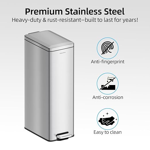 8 gallon/30L Slim Stainless Steel Garbage Can - Image 5