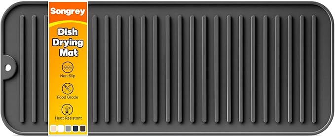 Songrey 16" x 6.5" Silicone Dish Drying Mat, Kitchen Counter Drying Pad by Unknown