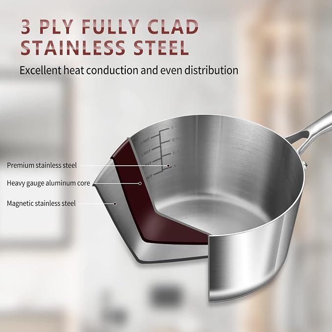 LOLYKITCh Tri-Ply 3 QT Stainless Steel Saucepan - Image 2