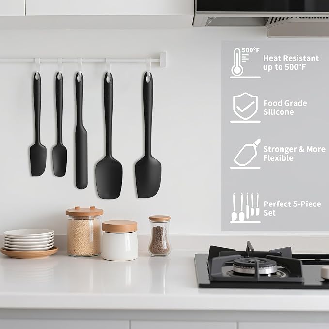 Coukre Silicone Spatula Set of 5, High Temperature Resistant, Food Grade - Image 4