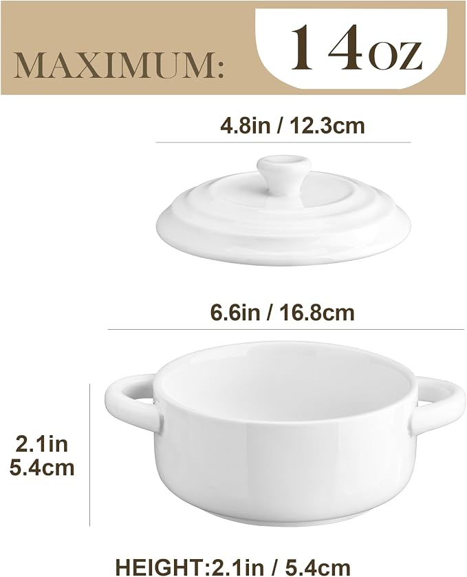 MALACASA Mini Cocotte Set - 14 OZ Small Casserole Dishes - Image 2