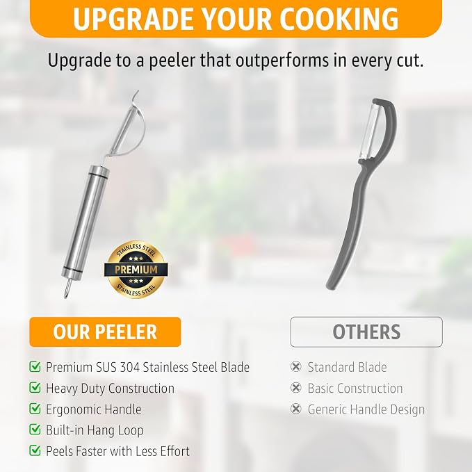 Potato Peeler Stainless Steel, Curved Multifunctional Vegetable Peeler - Image 9
