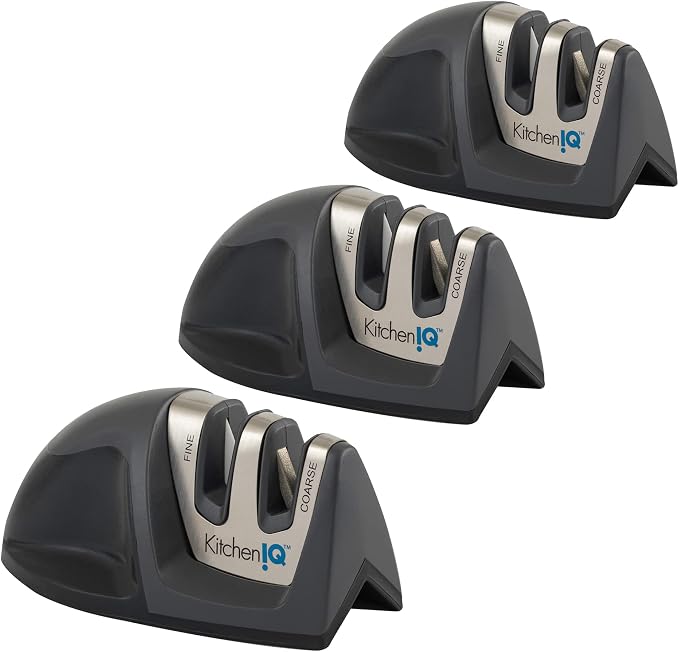 KitchenIQ 51423 | Deluxe Diamond Edge Grip 2-Stage Knife Sharpener | 3 Pack | by SmithsConsumerProductsInc