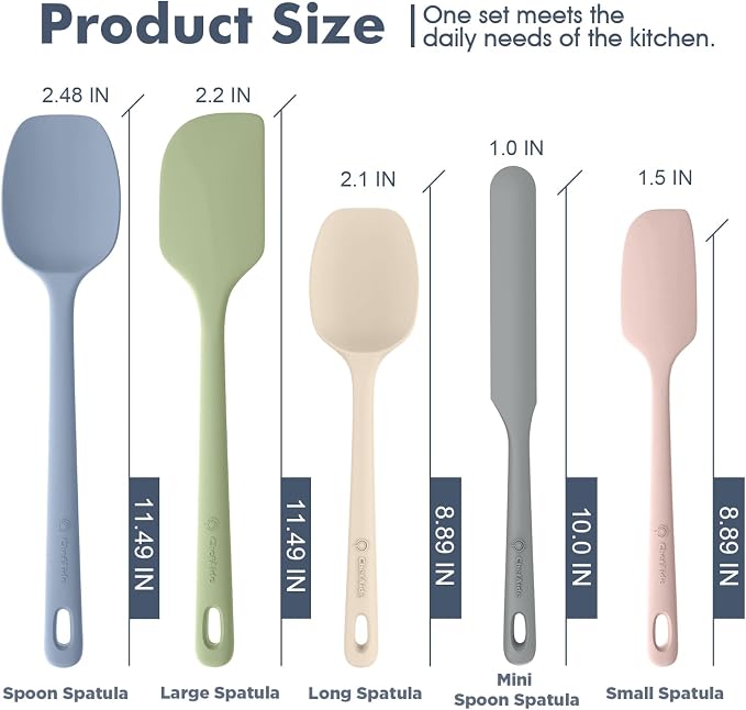 ChefAide 5 Pieces Silicone Spatula Set, Food Grade Rubber Spatula, Upgrade - Image 2