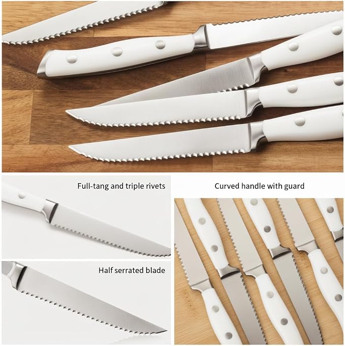 Alata 6-Piece White Steak Knives Set - Image 6