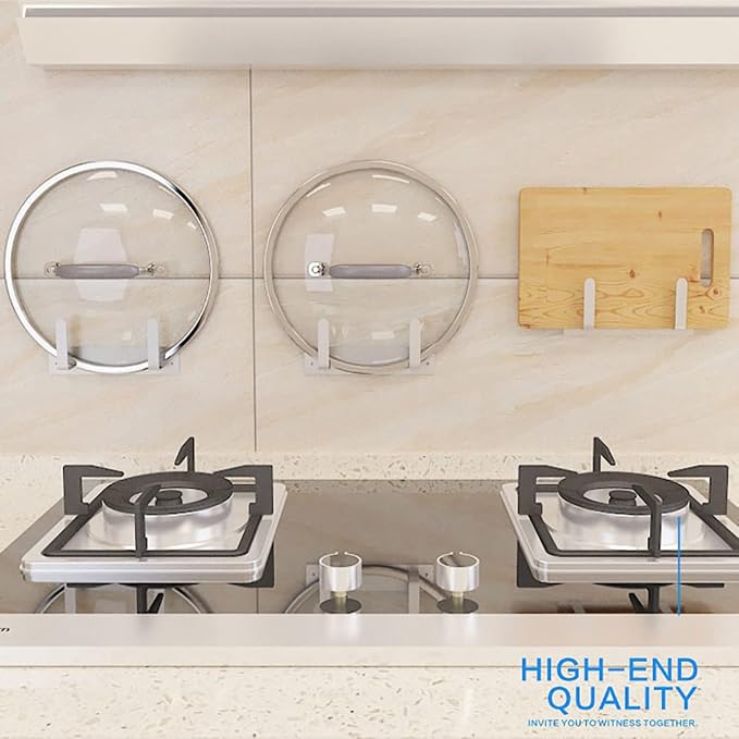 Stainless Steel Wall Mounted Pot Lid Holder Organizer Cutting Board Storage - Image 5