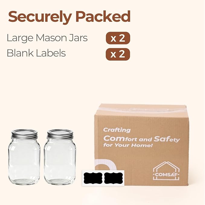 ComSaf Wide Mouth Mason Jars 32 oz - Image 8