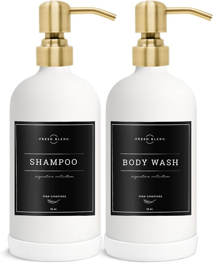 Vine Creations White Glass Soap Dispenser, 2 Pack Kitchen Soap Dispenser Set - Image 7