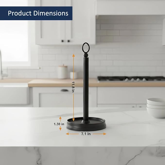 KASUNTO Paper Towel Holder Steel Paper Holder countertop，Black Paper Towel - Image 4