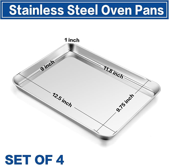P&P CHEF 12.5 Inch Baking Cookie Sheet, Oven Pan Tray Stainless Steel Sheet Pan - Image 2