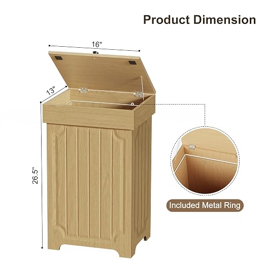 Povrgive Wood Trash Can Cabinet, 13 Gallon Hidden Kitchen Garbage Can - Image 2