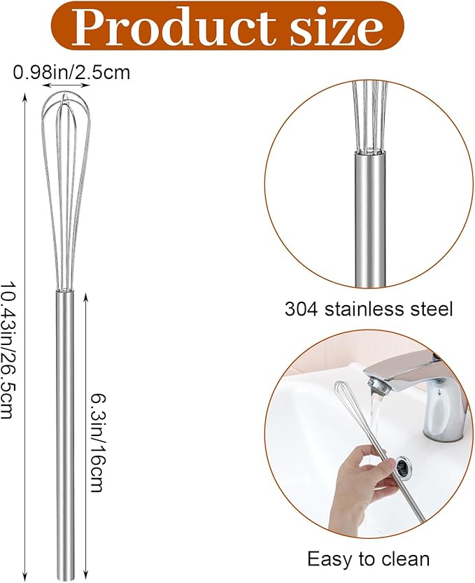 Hecila 1PC Mini Whisk Stainless Steel Mixer Compact Small Whisks - Image 2