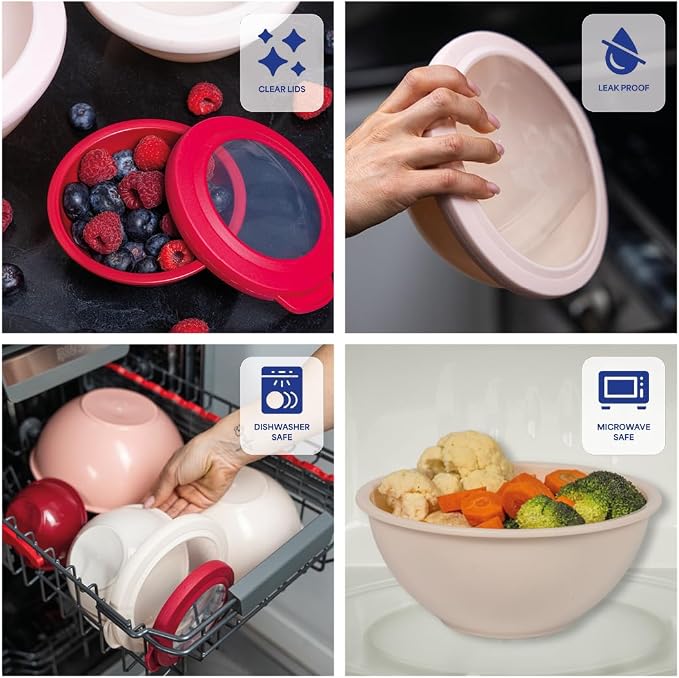 WHYSKO Mixing Bowl Set, 12 Piece Colorful Plastic Mixing Bowls - Image 4