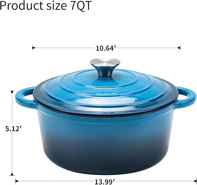 Enameled Cast Iron Dutch Oven - 7QT Pot - Image 3
