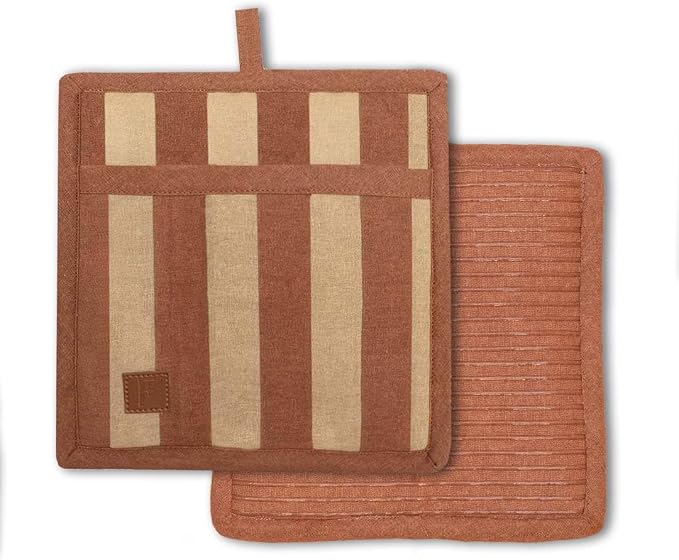 Folkulture Pot Holders for Kitchen | Pack of 2 Ribbed Soft Silicone Hot Pads by FOLKULTURE