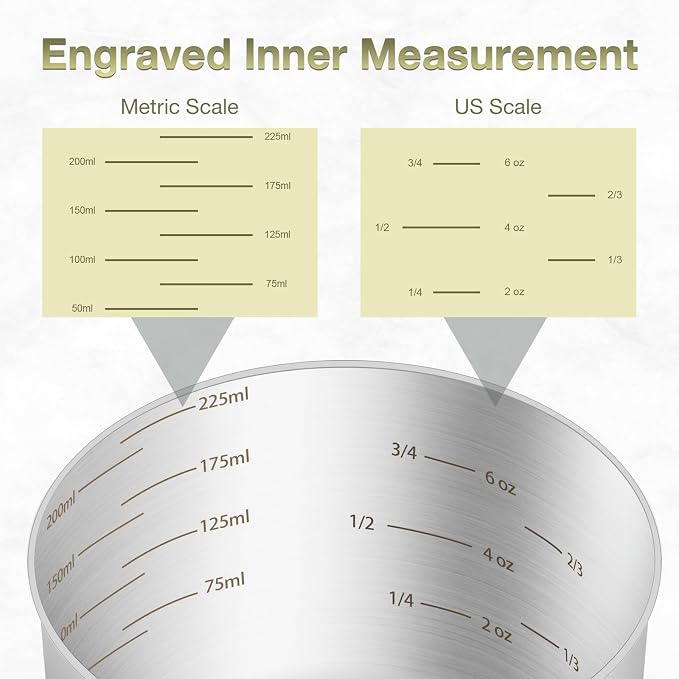 1PCS 1Cup Single Measuring Cup, Etched Inner Scale Stainless Steel Measure Scoop - Image 3