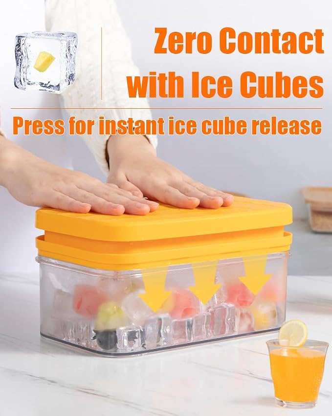 Brigii Ice Cube Tray with Lid&Bin, Ice Cube Mold with 56 Cubes, Stackable Ice - Image 3