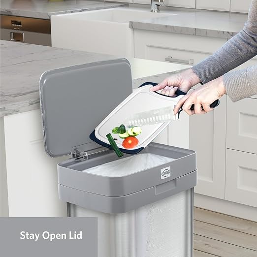 Clorox 13 Gallon Trash Can - 50L Kitchen Trash Can - Rectangular Stainless - Image 7