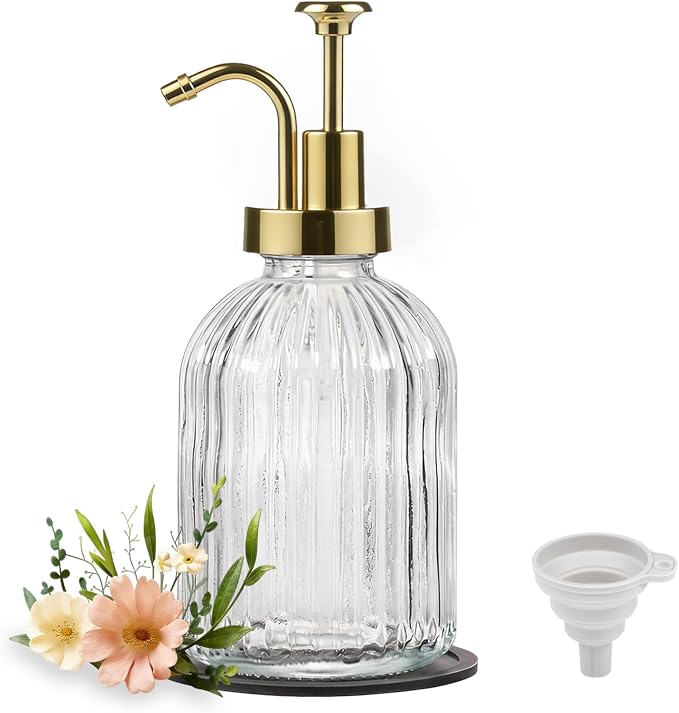 SheeChung Clear Glass Soap Dispenser, 12 Oz Liquid Hand Soap Dispenser by SheeChung