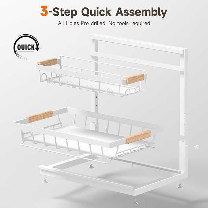 Sevenblue 2 Packs Under Sink Organizer, Height Adjustable 2 Tier Under Kitchen - Image 7