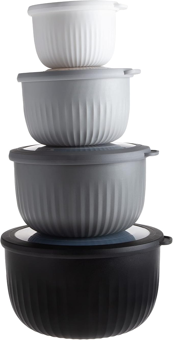COOK WITH COLOR Prep Bowls with Lids- Wide and Deep Nesting Plastic Small by CookwithColor