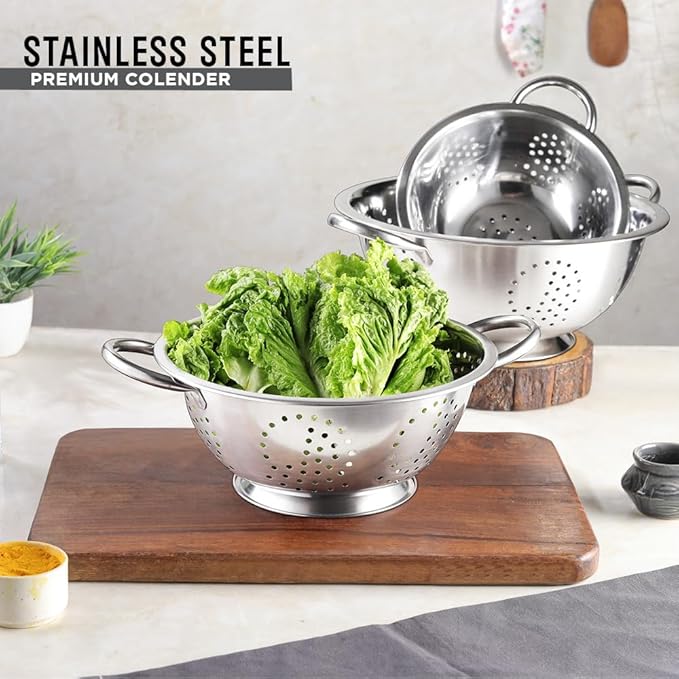 Avador Set of 3 Stainless Steel Colanders, Comes in 1.5 Quart 3qt Quart and 5 - Image 3