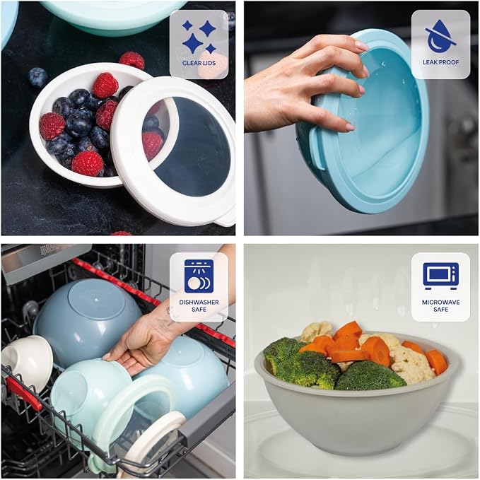 WHYSKO Mixing Bowl Set, 12 Piece Colorful Plastic Mixing Bowls - Image 4