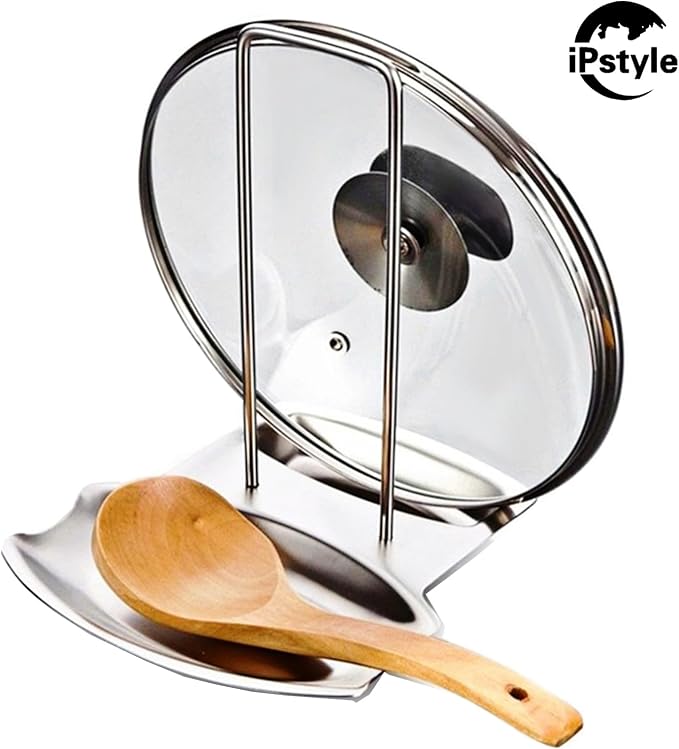 Pan Lid Holder Progressive Lid and Spoon Rest Shelf 304 Stainless Steel Pan Lid - Image 3
